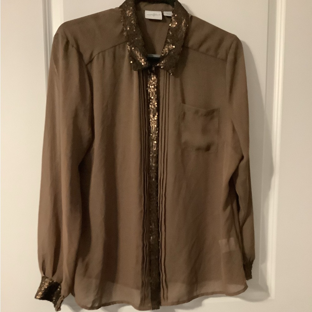 Jaclyn Smith sheer blouse